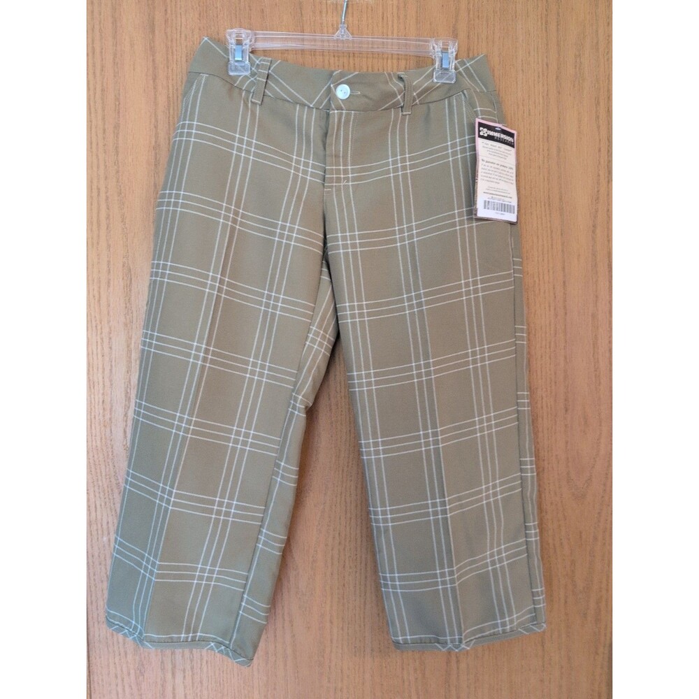 NWT Immersion Research Womens Quick Dry Capri Pant Tan Plaid Size 8 Paddle Kayak